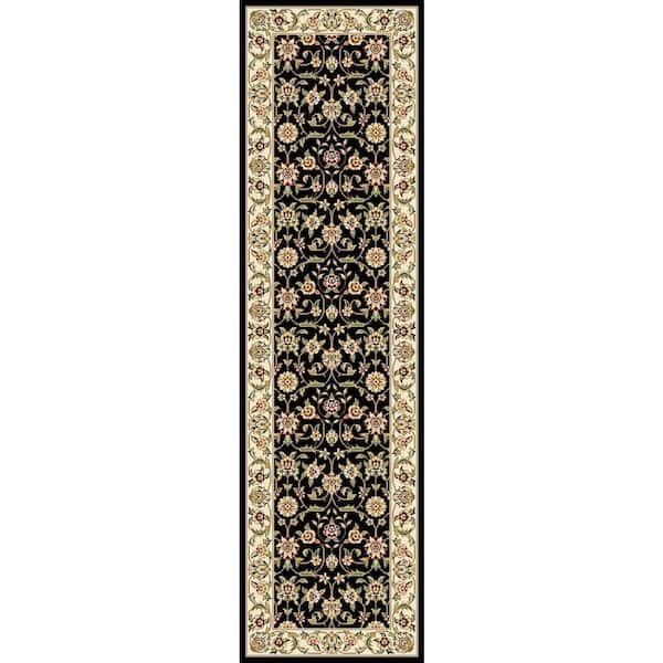 SAFAVIEH Lyndhurst Black/Ivory 2 ft. x 6 ft. Speckled Floral Runner Rug