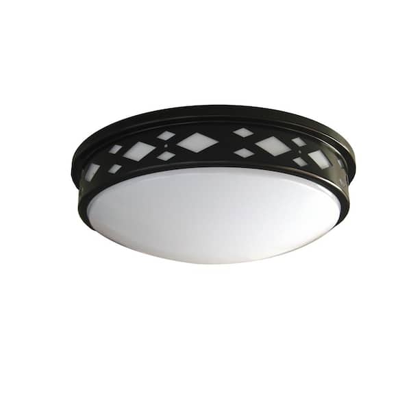 AMAX LIGHTING LED Diamond Lattice 10 in. 1-Light 4000K Bronze Flush Mount