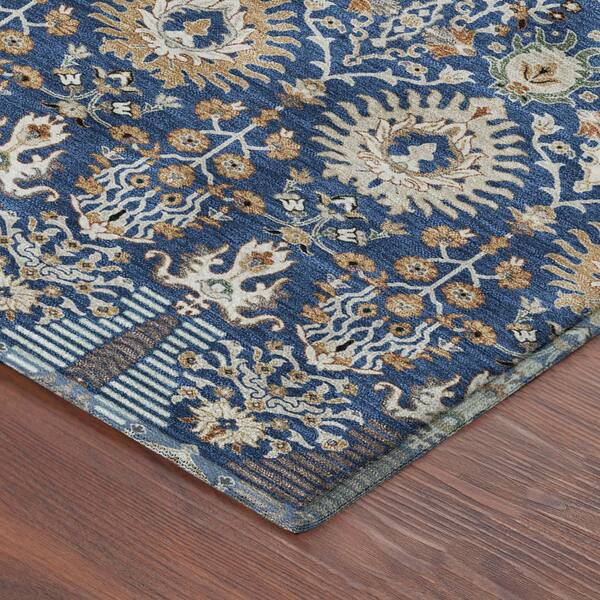 Mayfield Premium Machine Washable Abstract AMF2251 Navy 10 ft. x 14 ft. Area Rug