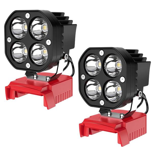 2-Pack 40W 6000LM Cordless LED Work Light Compatible with 18V Tool Packs 120-Degree Adjustable Outdoor
