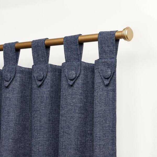 Peterson Indigo Solid Light Filtering Tuxedo Tab Top Curtain, 54 in. W x 63 in. L (Set of 2)