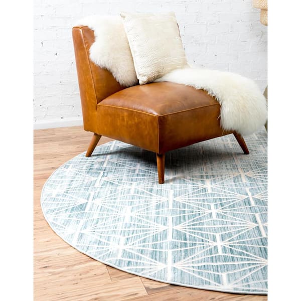 Uptown Collection Fifth Avenue Blue 8' 0 x 8' 0 Round Rug