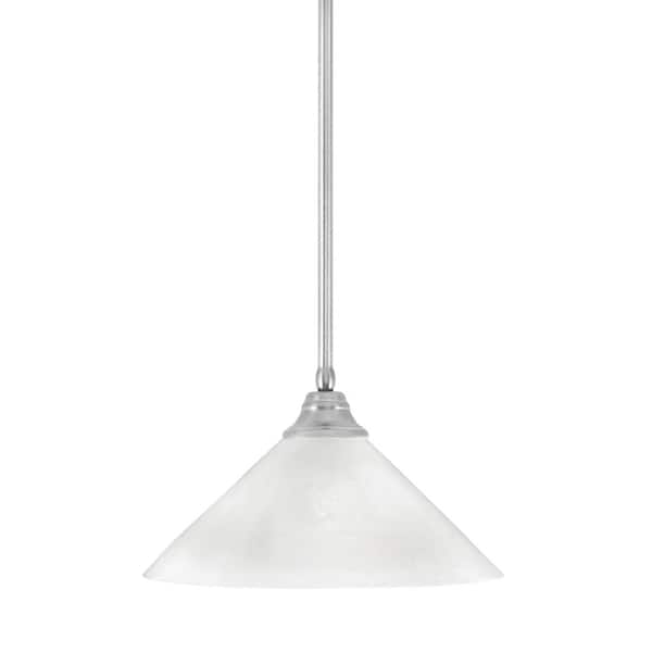 Unbranded Sparta 100-Watt 1 Light Brushed Nickel Shaded Pendant Light with 16 in. White Marble Glass Shade, No Bulb Included