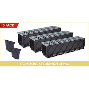 Pro Deep Series 10.75 in. x 40 in. High Capacity Channel Drain with Class B Steel Grate (3-Pack : 9.8 ft)