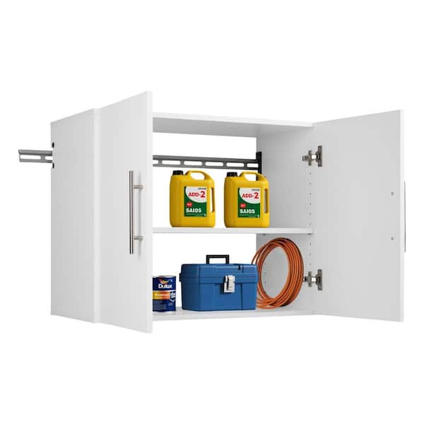 HangUps 30 in. W x 24 in. H x 16 in. D 1-Shelf Wood Wall Mounted Garage Cabinet in White