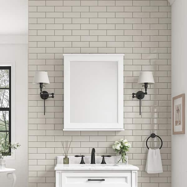 Home Decorators Collection Caville 24 in. W x 8 in. D x 30 in. H Rectangular Surface Mount White Medicine Cabinet with Mirror