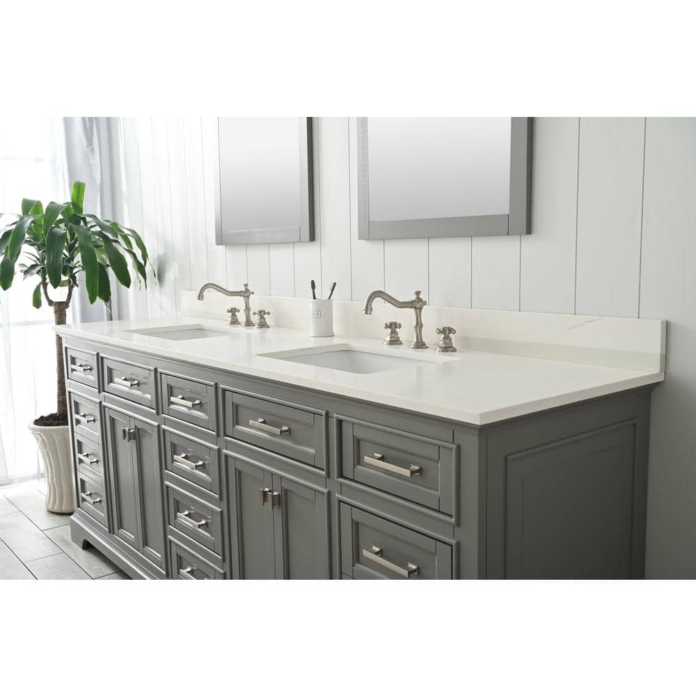 Milano 84" Gray Birch Double Vanity with Quartz Top