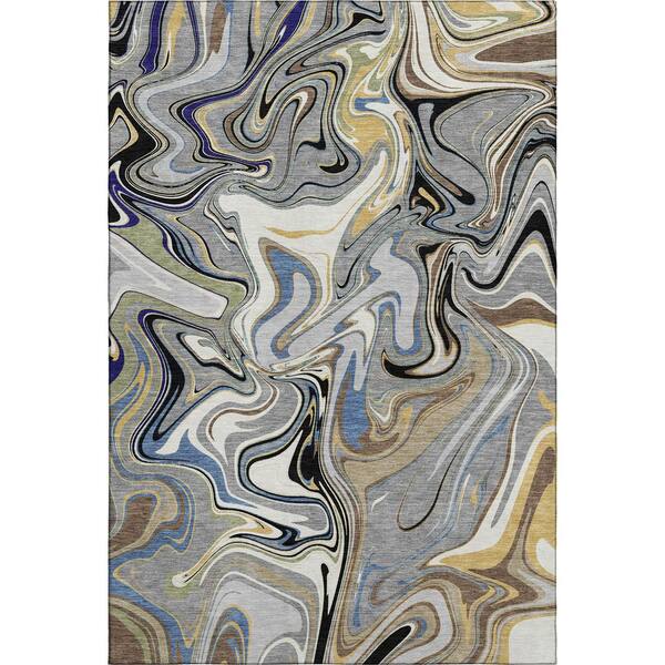 Mayfield Premium Machine Washable Abstract AMF2395 Gray 10 ft. x 14 ft. Area Rug