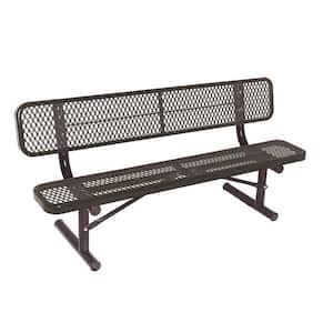 6 ft. Diamond Black Commercial Park Portable Bench with Back Surface Mount