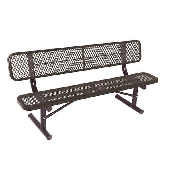Ultra Play 6 ft. Diamond Black Commercial Park Portable Bench with Back Surface Mount
