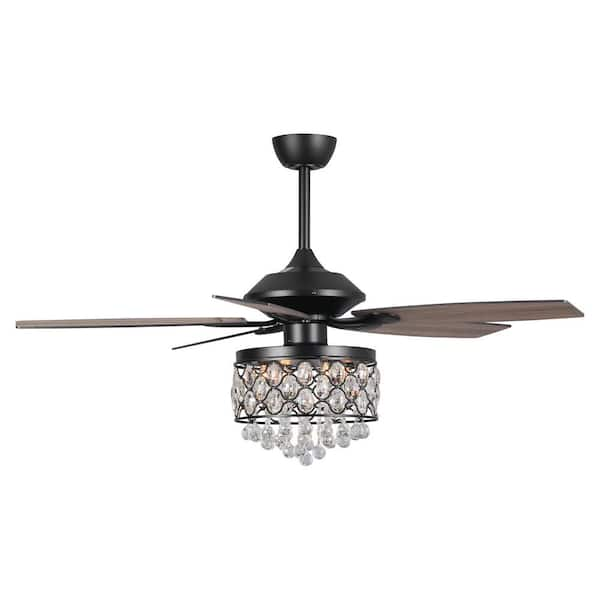 Parrot Uncle Berkshire 52 in. Black Downrod Mount Crystal Ceiling