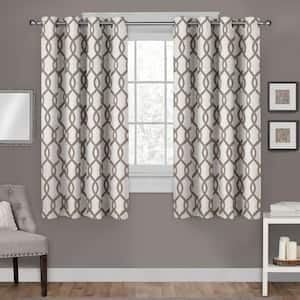 Kochi Natural Ogee Light Filtering Grommet Top Curtain, 54 in. W x 63 in. L (Set of 2)