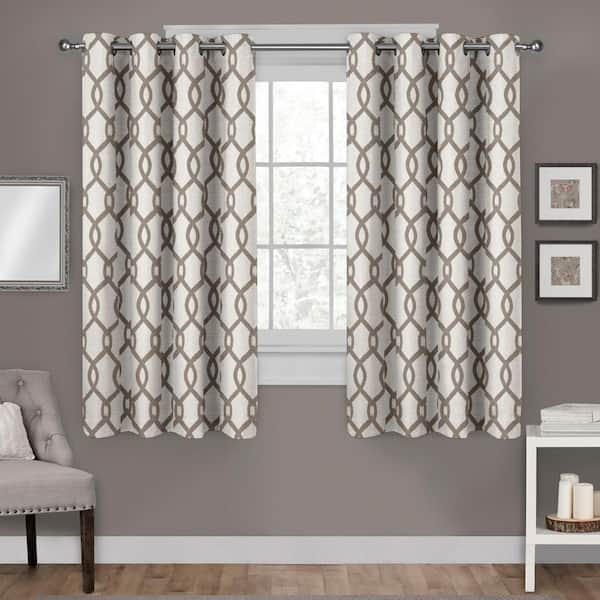 EXCLUSIVE HOME Kochi Natural Ogee Light Filtering Grommet Top Curtain, 54 in. W x 63 in. L (Set of 2)