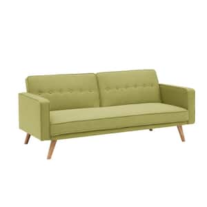 72.4 in. Green Cotton and Linen 3-Seater Twin Folding Sofa Bed for Living Room