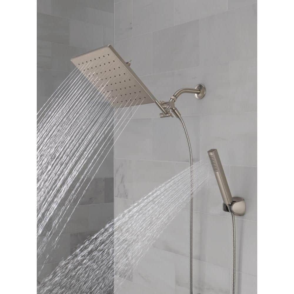 10-inch Spotshield Brushed Nickel Raincan Shower Head Combo