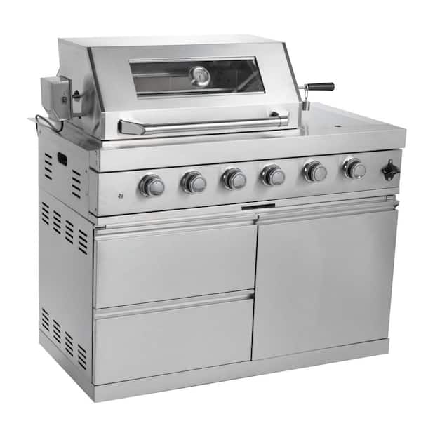 4 Burners Natural Gas Grill Island in Stainless Steel