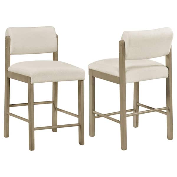 Kehoe Upholstered Counter Height Chair Cream and Natural Oak (Set of 2)
