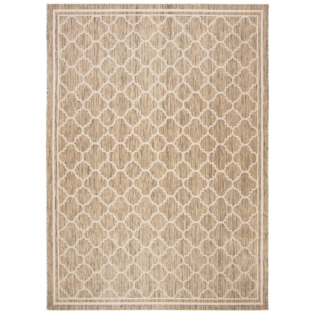 Courtyard Brown/Bone 8 ft. x 10 ft. Geometric Moroccan Indoor/Outdoor Patio  Area Rug price history on PriceWatchPro
