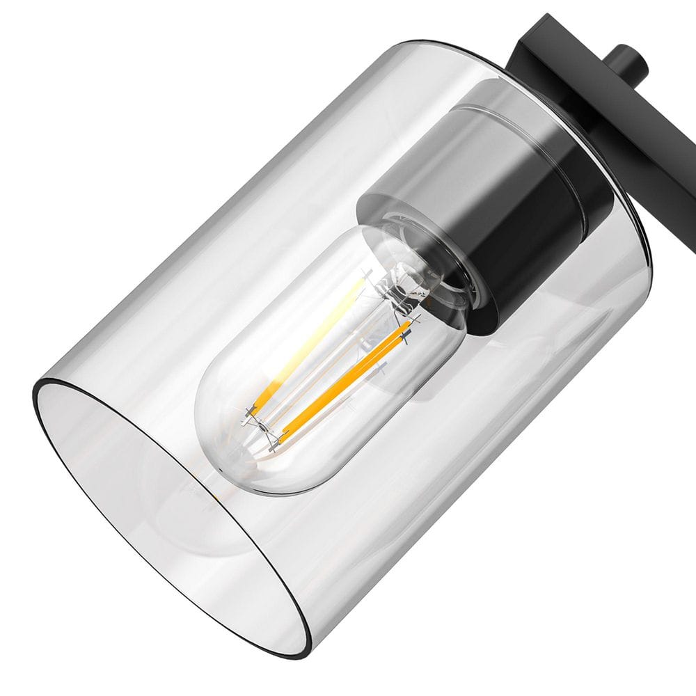 24 in. 4-Light Black Farmhouse Vanity Light with Clear Glass Shades for Bathrooms price history on PriceWatchPro