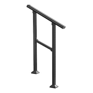 36 in. H x 27 in. W Black Wrought Iron for 1 or 2 Steps Stair Railing Kit