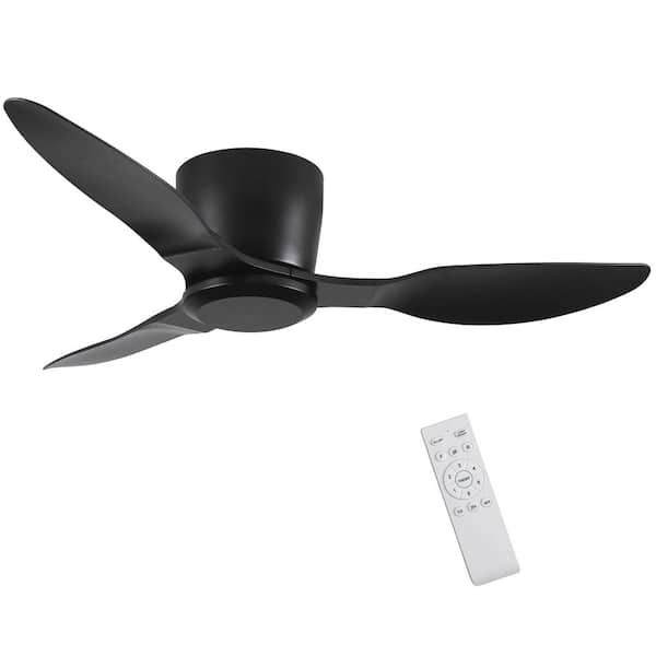 40 in. Flush Mount Ceiling Fan with 3 Reversible Blades, 6 Speeds, without light for Living Room Kitchen Bedroom, Black