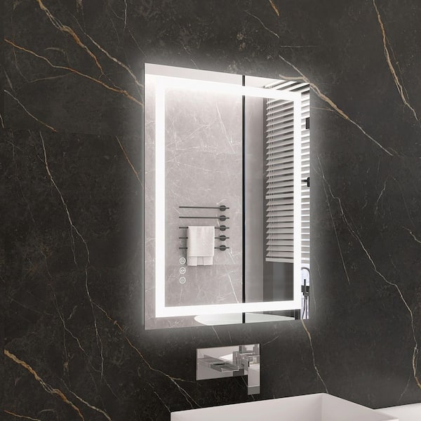 KariMo 24 in. W x 32 in. H Rectangular Frameless Wall Bathroom Vanity Mirror with Backlit Front Light, Dimmable