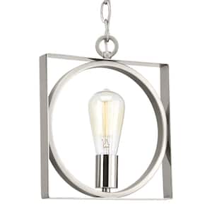 Inman Collection 1-Light Polished Nickel Mini-Pendant with Satin Nickel Accents