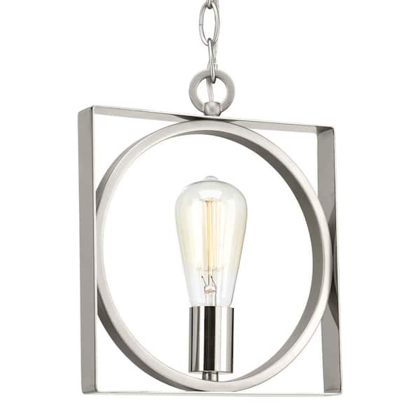 Progress Lighting Inman Collection 1-Light Polished Nickel Mini-Pendant with Satin Nickel Accents