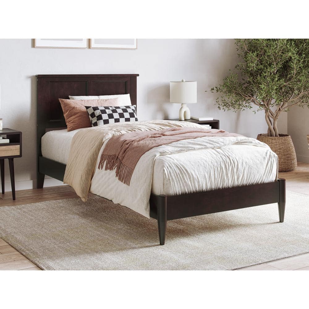 AFI Charlotte Brown Solid Wood Frame Twin XL Low Profile Platform Bed ...