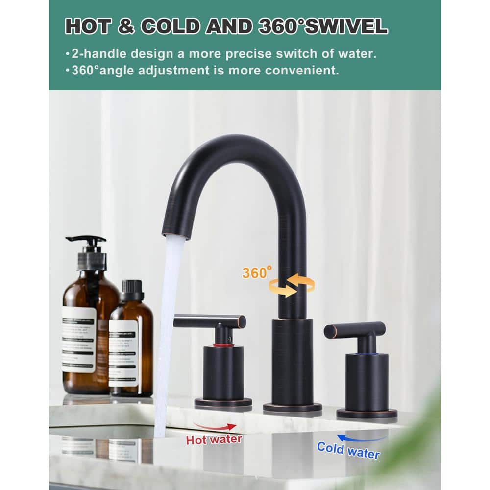 Oil Rubbed Bronze Double Handle Widespread Bathroom Faucet