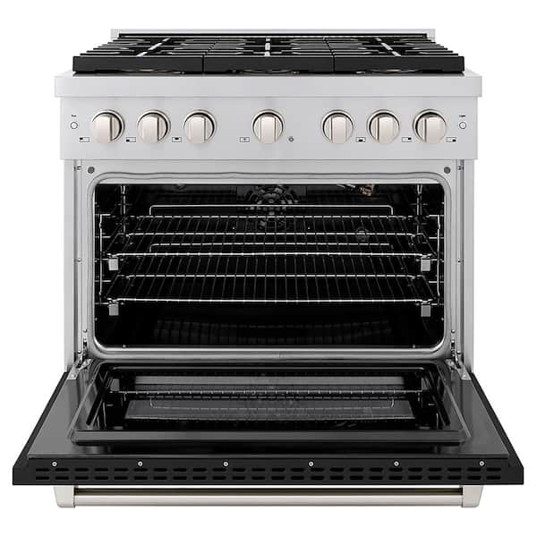 36 in. 5.2 cu. ft. Paramount Gas Range with 6-Burner DuoPro Cooktop and Convection Gas Oven with Black Matte Door