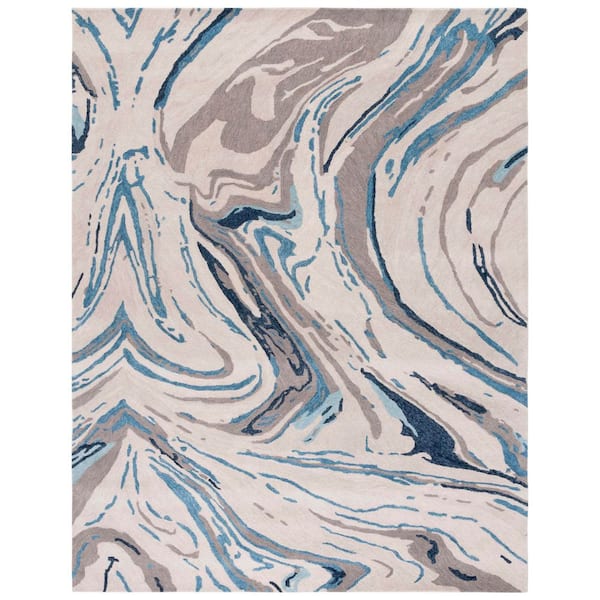 Soho 8 ft. x 10 ft. Gray/Blue Marble Area Rug