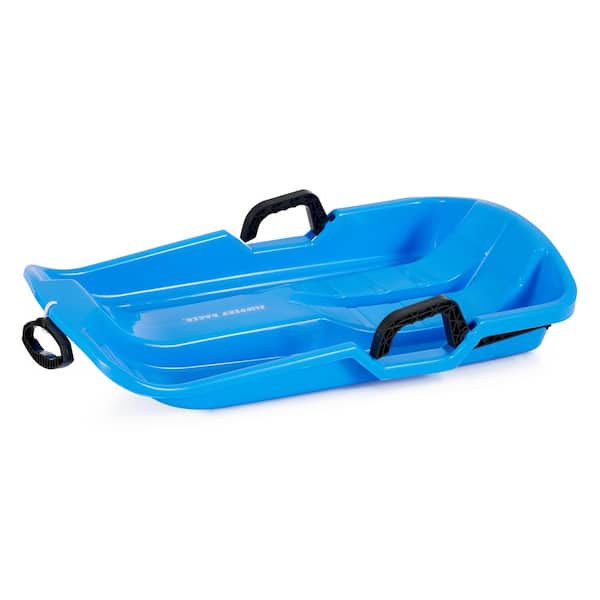 Unbranded Blue Downhill Thunder Kids Toddler Plastic Toboggan Snow Sled