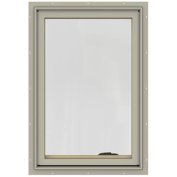 JELD-WEN 24.75 in. x 36.75 in. W-2500 Series Desert Sand Painted Clad Wood Left-Handed Casement Window with BetterVue Mesh Screen