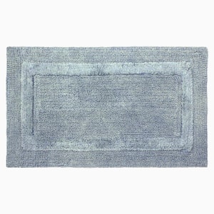 Home Decorators Collection 20 in. x 34 in. Aqua Green Textured Border Cotton Machine Washable Bath Mat, Blue