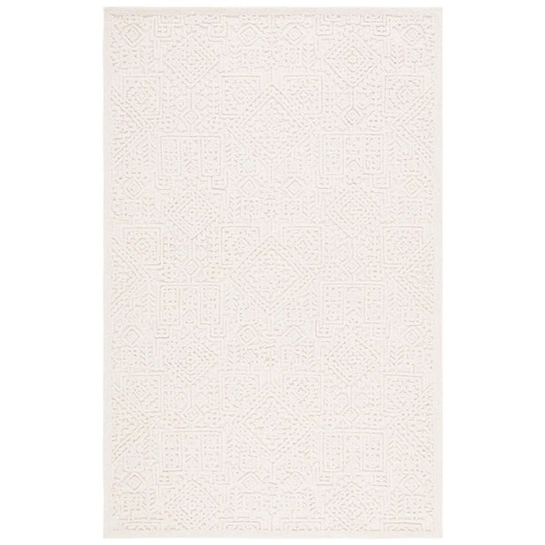 SAFAVIEH Textural 6 ft. x 9 ft. Ivory Ornate High-Low Area Rug