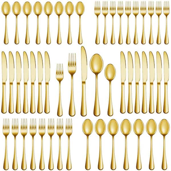 Stainless Steel Flatware Set with Premium and Dishwasher Safe for Home, Kitchen, and Eating Tableware, Gold (30-Pack)