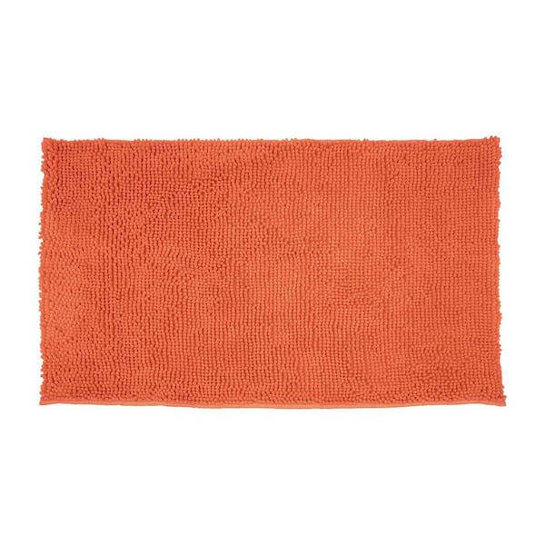 Resort Collection Plush Shag Chenille Loop Coral 17 in. x 24 in. Bath Mat