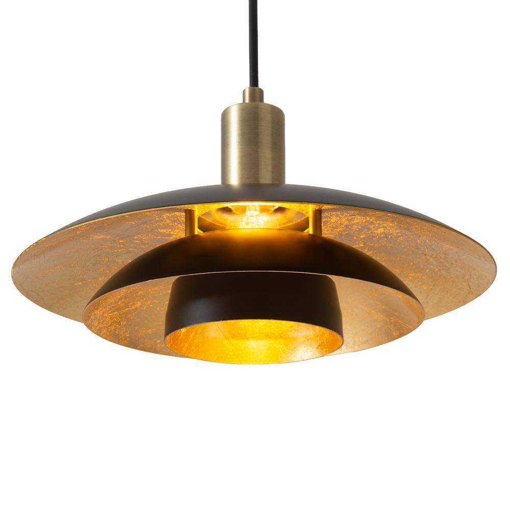 Rancho Mirage Matte Black and Brass Pendant Light