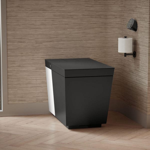 Numi 12 in. Rough In One-Piece 0.8/1.0 GPF Dual Flush Elongated Smart Bidet Toilet in Black with Warm Water Cleansing