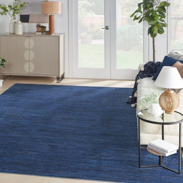 Essentials 10 ft. x 14 ft. Midnight Blue Solid Contemporary Indoor/Outdoor Patio Area Rug