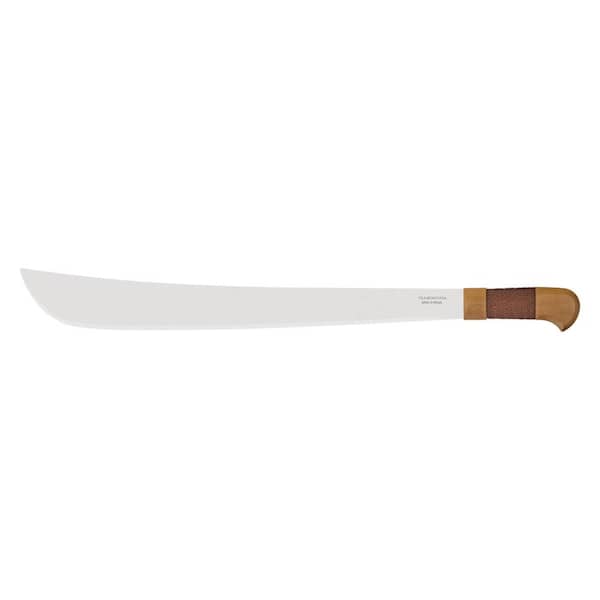 Tramontina 21" Carbon Steel Trailing Point Straight Edge Blade Machete with Wood Handle