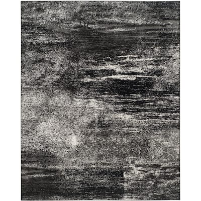 Adirondack Silver/Black 8 ft. x 10 ft. Solid Distressed Area Rug