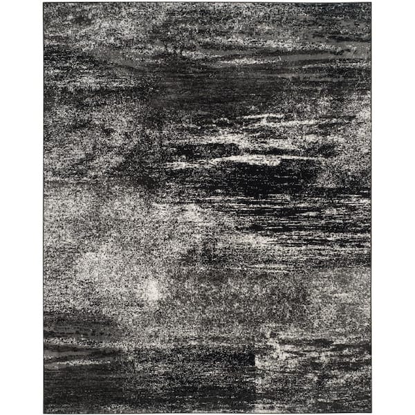 SAFAVIEH Adirondack Silver/Black 8 ft. x 10 ft. Solid Distressed Area Rug