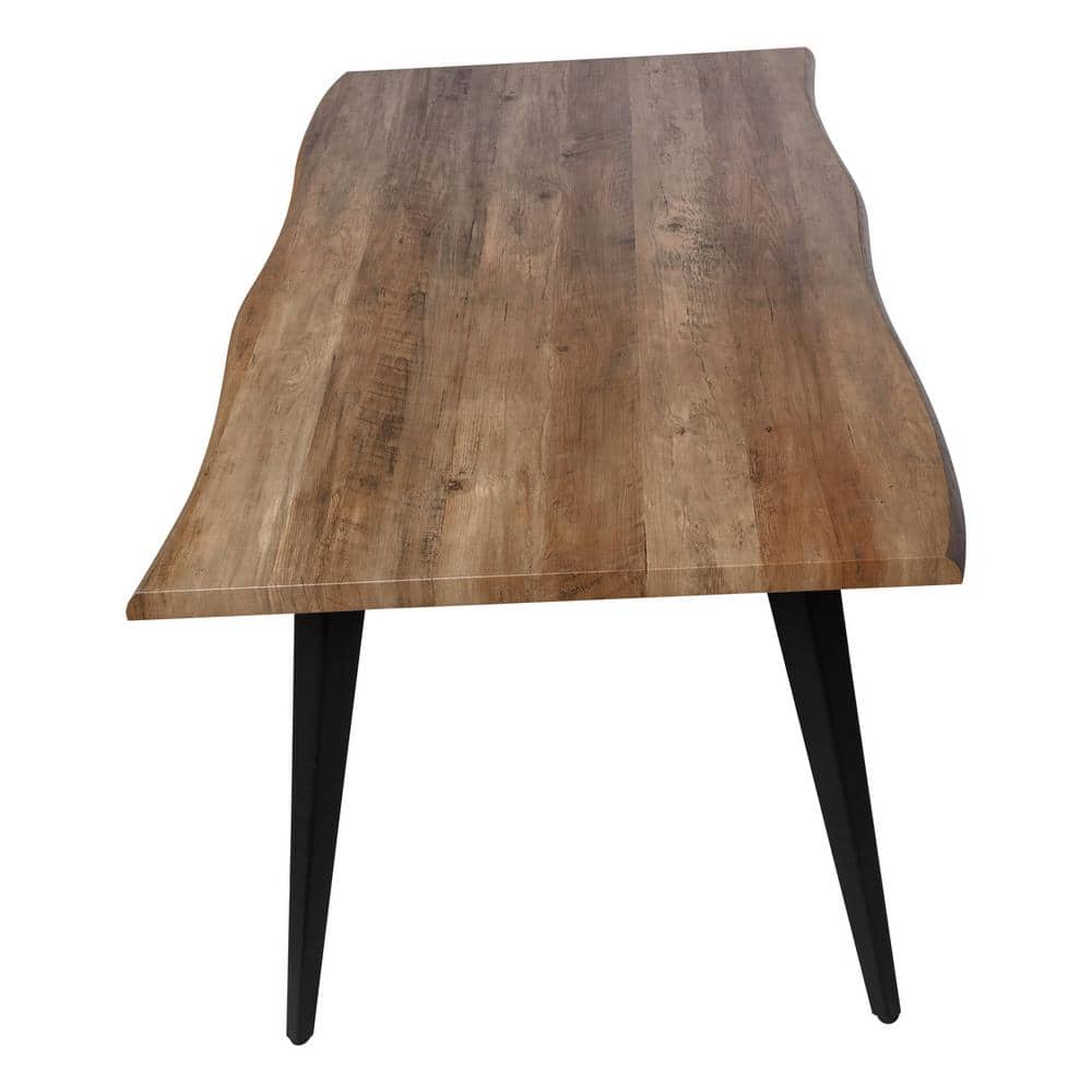 Ravenna 63" Dark Brown Wood Rectangular Dining Table with Metal Legs