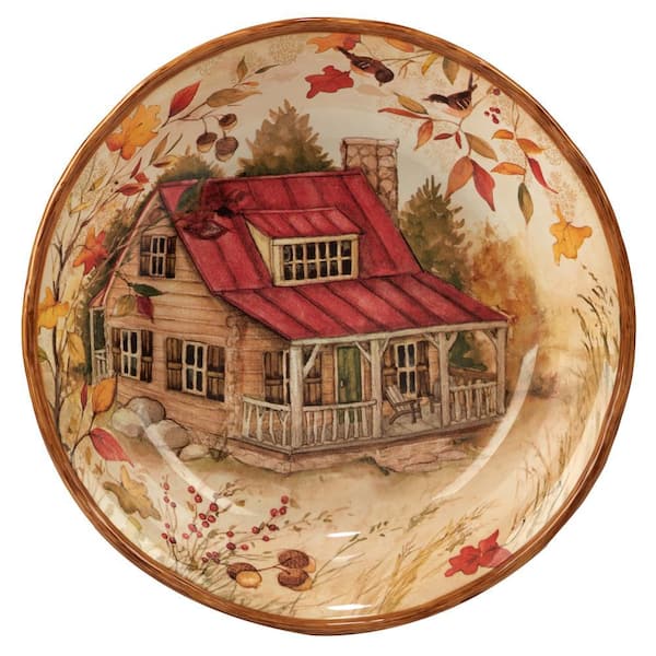 Certified International Pine Forest 120 oz. 13 in. Multicolor Eathenware Serving Bowl