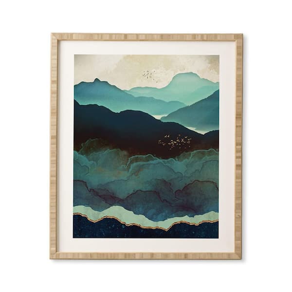 DenyDesigns. SpaceFrogDesigns Indigo Mountains Framed Abstract Wall Art Print 19 in. x 22.4 in.