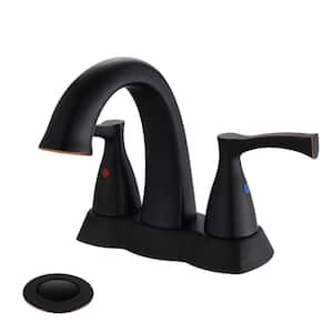 SWUG 4 in. Centerset Double Handle Bathroom Faucet Combo Kit with Pop-up Drain and Drain Include in Oil-Rubbed Bronze