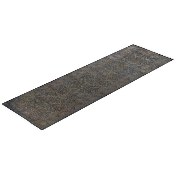 Overdyed Gray 2 ft. 7 in. x 8 ft. 8 in. Wool Indoor Area Rug