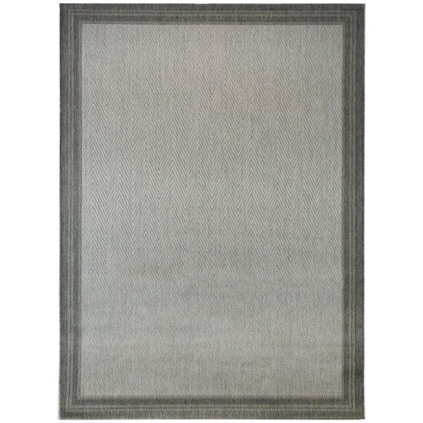 Hampton Bay Border Grey 5 ft. x 7 ft. Indoor/Outdoor Area Rug